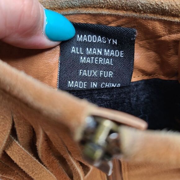 Bucco Maddasyn Fringed Vegan Leather Side Zip Laceup Ankle Boots sz 9 - Picture 8 of 8